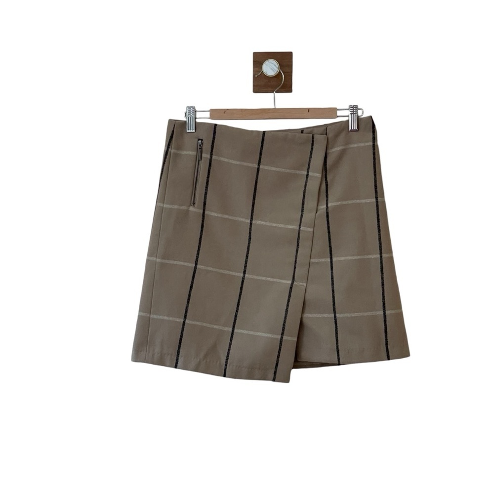 Kenar Faux Wrap Plaid Asymmetrical Mini‎ Skirt
